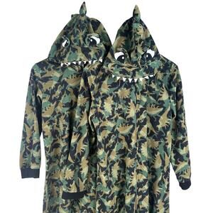 Dinosaur Hood Fleece Pajama Costume Youth XL One Pc Full Zip Halloween Cosplay